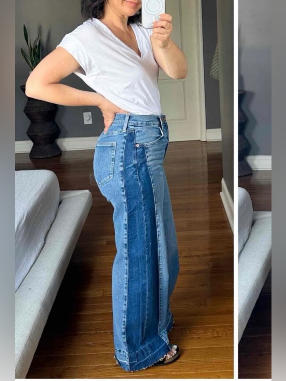 Gap High Stride Wide Leg Jeans, two-tone, 26R